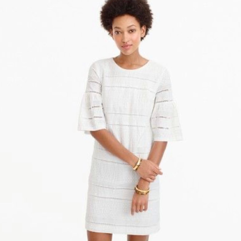J. Crew Flutter-sleeve Eyelet Shift Dress White Size 4